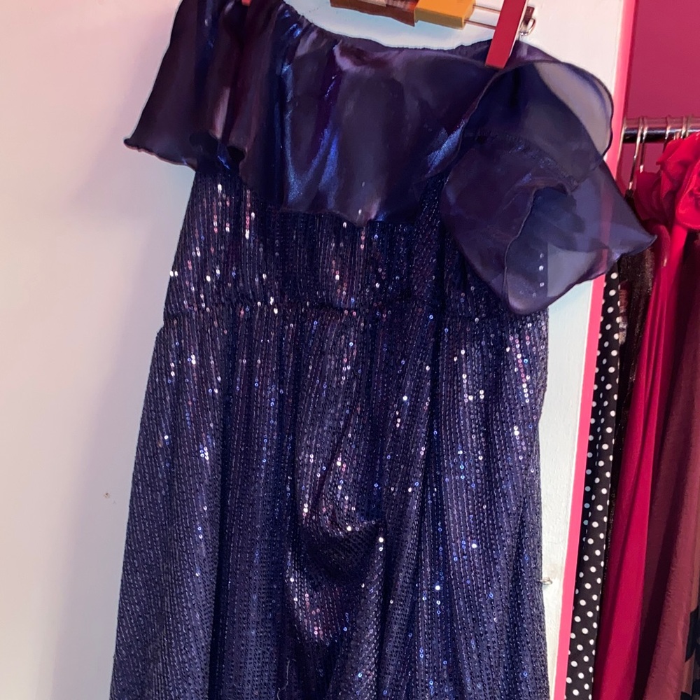SHEIN One Shoulder Navy Blue Dress